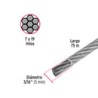 Cable Acero Recubierto 3/16 7x19 Hilos 75 Mt 44223 Fiero