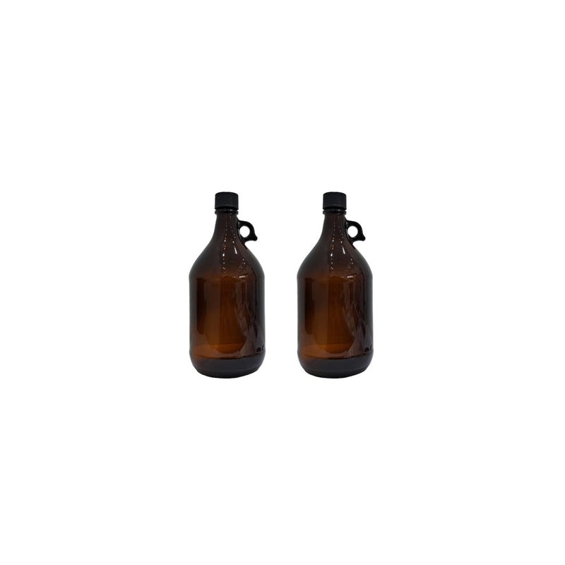 Botella Frasco Envase Ambar Vidrio 2.5l con Tapa Negra Paq C/2 Qec