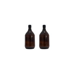 Botella Frasco Envase Ambar Vidrio 2.5l con Tapa Negra Paq C/2 Qec
