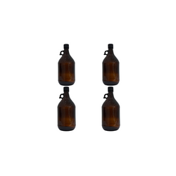 Botella Envase Frasco Ambar Vidrio 2.5l con Tapa Negra Paq C/4 Qec