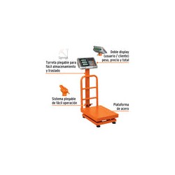 Báscula Digital Bas-pla 100kg con Mástil 127v Naranja Truper